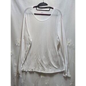 Old Navy Womens XL White Shirt Relaxed Solid Clean Girl Bright Plain Long Sleeve